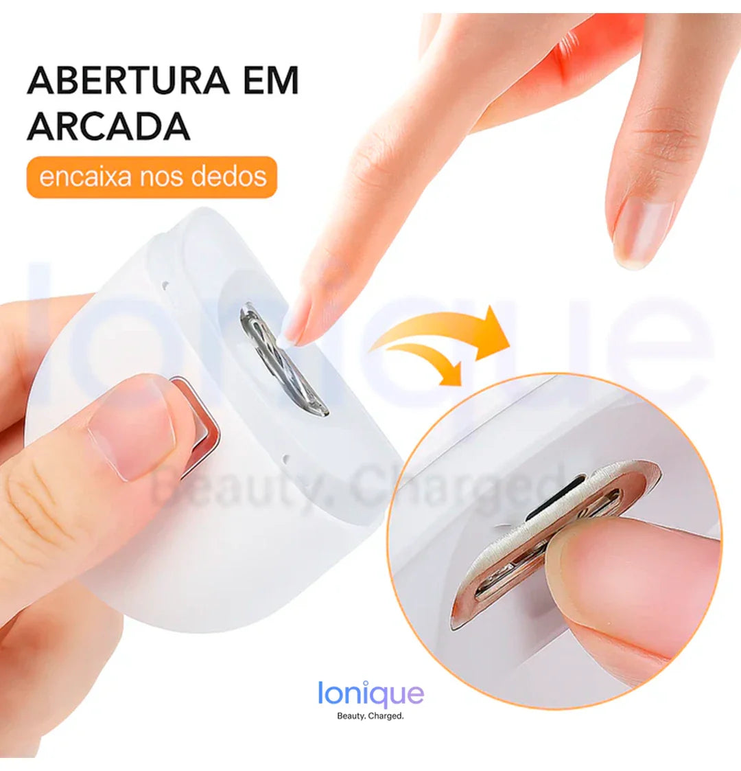 Ionique | 2‑em‑1  Cortador e Polidor Elétrico de Unhas – Recortador Automático com LED, Recarregável & Silencioso