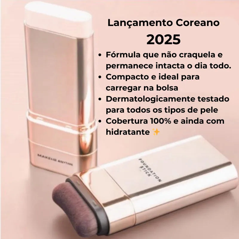 Corretivo Base Stick Coreano 2 em 1 – Cobertura Perfeita 100% Natural
