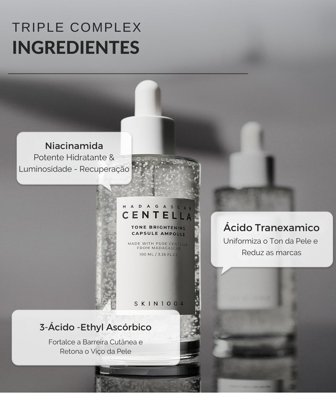 Sérum Iluminador com Niacinamida, Ácido Tranexâmico e Centella Asiática para Luminosidade
