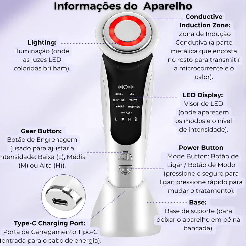 Massageador Facial Lifting para Rosto e Pescoço – Marivela